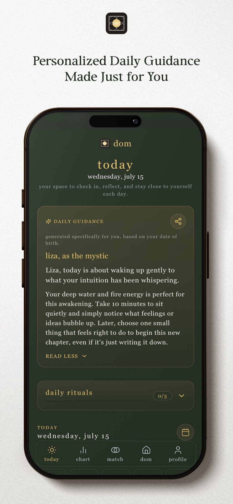 dom app – personalized daily guidance